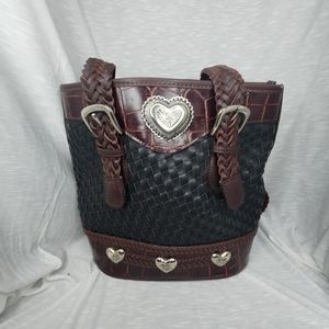 Brown/Black Unbranded Leathed Handbag
